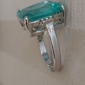 Blue Aquamarine sterling silver dinner ring
